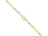 14K Yellow Gold Polished Paperclip Link with Circle and Bar 8.25-inch Bracelet