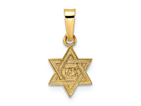 14k Yellow Gold Polished and Textured Solid Star of David Pendant