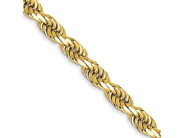 14k Yellow Gold 3.5mm Diamond-Cut Rope 16 Inch Chain
