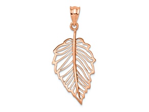 14k Rose Gold Polished Leaf Pendant