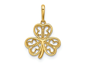 Picture of 14K Yellow Gold Polished Three Leaf Clover Pendant
