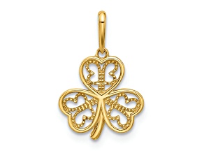 14K Yellow Gold Polished Three Leaf Clover Pendant