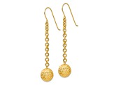 14k Yellow Gold Diamond-Cut Bead Dangle Earrings