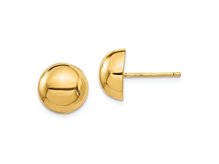 14k Yellow Gold Polished 10mm Half Ball Stud Earrings