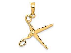 14k Yellow Gold 3D Moveable Scissors Pendant