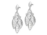 14K White Gold Polished Diamond-cut Post Dangle Chandelier Earrings