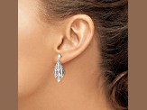 14K White Gold Polished Diamond-cut Post Dangle Chandelier Earrings