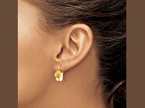 14k Yellow Gold Concave Hammered Flower Disc Earrings