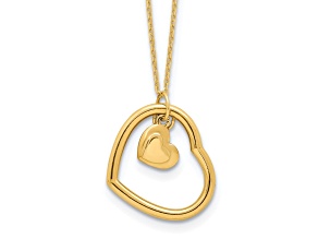 14K Yellow Gold Polished Heart Pendant Necklace