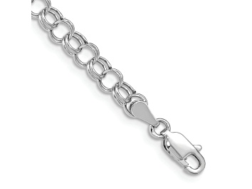Picture of Rhodium Over 10k White Gold 5mm Double Link Charm Bracelet