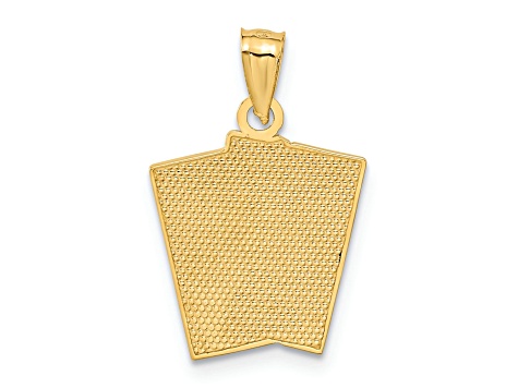 14k Yellow Gold Textured Ace of Hearts and Ace of Spades All In Cards Pendant