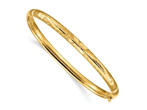 14K Yellow Gold 3/16 Florentine Hinged Bangle Bracelet
