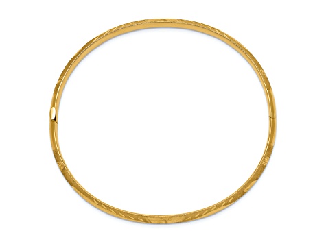 14K Yellow Gold 3/16 Florentine Hinged Bangle Bracelet