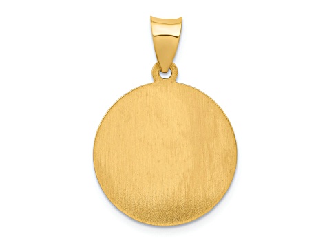 14K Yellow Gold Polished and Satin St Patrick Medal Hollow Pendant