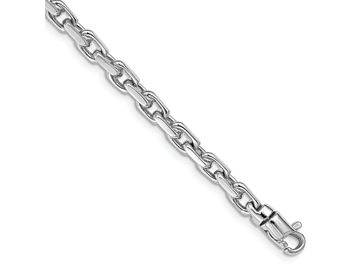 Rhodium Over 14k White Gold 4.2mm Hand-polished Fancy Link Bracelet