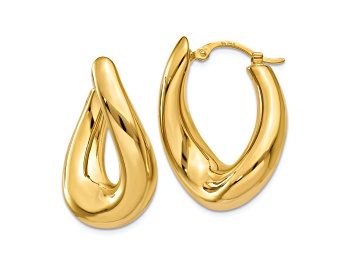 Picture of 14K Yellow Gold 7/8" Twisted Oval Hoop Earrings