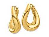14K Yellow Gold 7/8" Twisted Oval Hoop Earrings