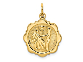 14k Yellow Gold Textured Bride and Groom Pendant