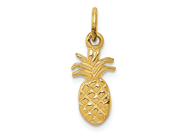 新品✨NEW TOP CHARM PINEAPPLE 14k Yellow Gold Polished and Textured Pineapple Charm