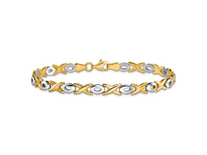 14K Two-tone Gold Polished 5mm Fancy Link Bracelet