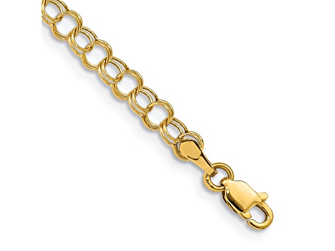 10k Yellow Gold 4mm Double Link Charm Bracelet