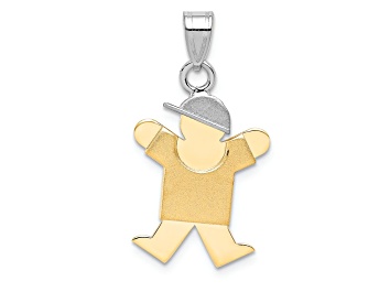 Picture of 14k Yellow Gold and 14k White Gold Satin Small Boy with Hat on Right Charm