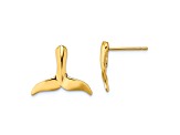 14k Yellow Gold Whale Tail Stud Earrings