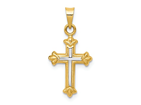 14K Two-tone Gold Hollow Cross Charm