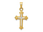 14K Two-tone Gold Hollow Cross Charm