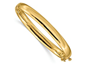 14k Yellow Gold 6.4mm Polished Solid Hinged Bangle