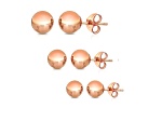14K Rose Gold 3mm, 4mm, 5mm Ball Stud Earrings (3-Pair-Pack)