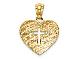 Rhodium Over 14K Two-tone Gold with Rhodium US Flag With Cross Heart Pendant