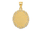 14k Yellow Gold Solid Satin, Polished and Textured Virgo Zodiac Oval Pendant