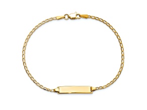 14k Yellow Gold Flat Curb Link ID Bracelet