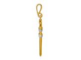 14k Yellow Gold and Rhodium Over 14k Yellow Gold Textured Pipe Wrench Charm Pendant