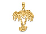 14k Yellow Gold Double Palm Trees Pendant