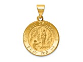14K Yellow Gold Polished and Satin Our Lady of Lourdes Medal Hollow Pendant