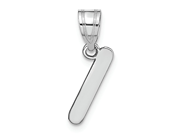 Rhodium Over 14k White Gold Polished Bubble Letter I Initial Pendant