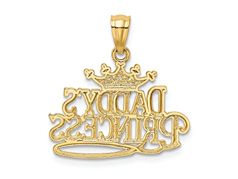 14k Yellow Gold and Rhodium Over 14k Yellow Gold Daddy's Princess Pendant