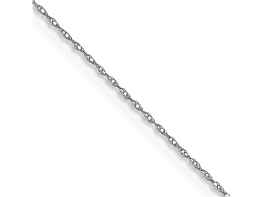 Rhodium Over 14k White Gold 0.4mm Cable 13 Inch Chain