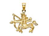 14k Yellow Gold 3D Textured Large Sagittarius Zodiac pendant