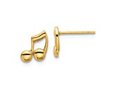 14K Yellow Gold Polished Music Notes Stud Earrings