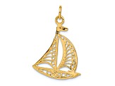 14k Yellow Gold Textured Sailboat Charm Pendant