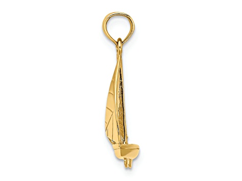 14k Yellow Gold 3D Polished and Textured SAILBOAT Charm