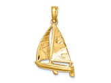 14k Yellow Gold 3D Polished and Textured SAILBOAT Charm