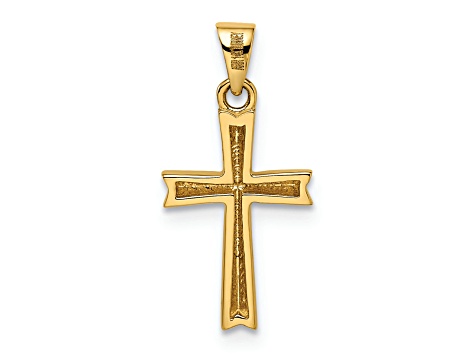 Rhodium Over 14K Two-tone Gold Diamond-cut Small Latin Cross Pendant
