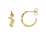 14K Yellow Gold Floral Inspired J-Hoop Earrings