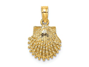 14k Yellow Gold Textured Scallop Shell Charm