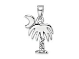 Rhodium Over 14k White Gold Polished and Textured Charleston Palm Tree Charm