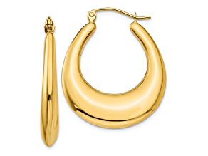 14k Yellow Gold 1 3/16" Polished Hoop Earrings